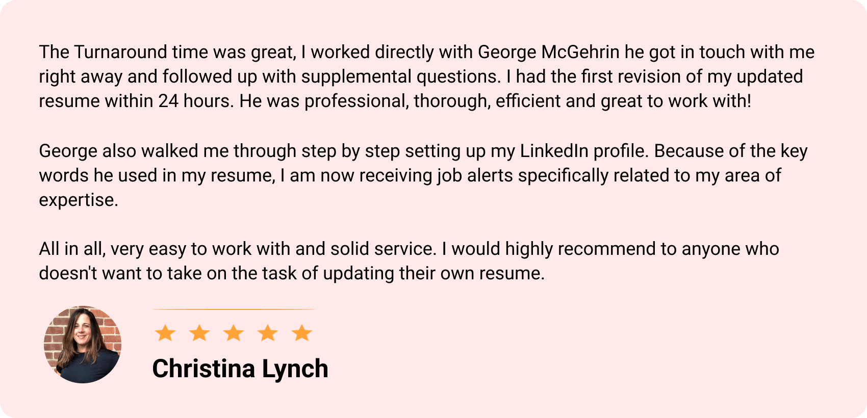 Client testimonial