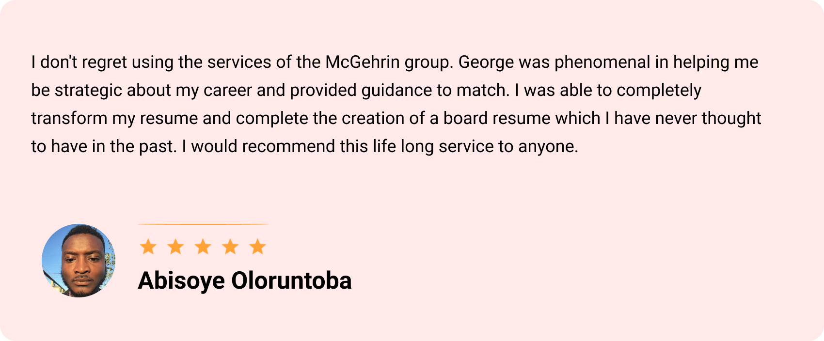 Client testimonial